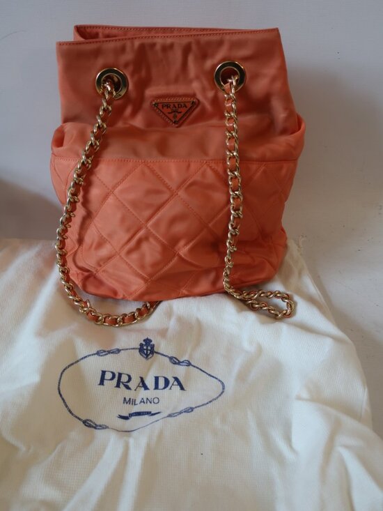 Prada Handbags - Womens Prada Salmon/Coral Nylon Tote Bag